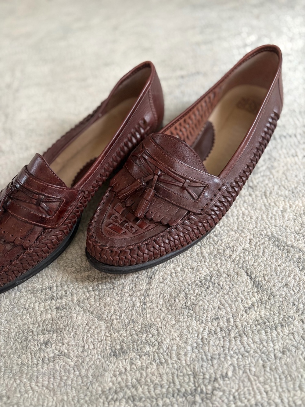 Nunn Bush Brown Woven Leather Tassel Loafers Mens 9.5M Made in Brazil - Picture 5 of 8